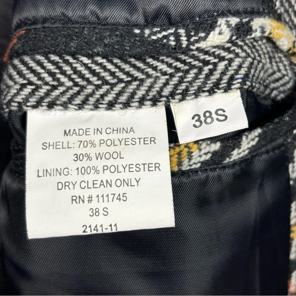 Alan Flusser Sport Coat Herringbone Elbow Patch Wool Blend Blazer Jacket 38S